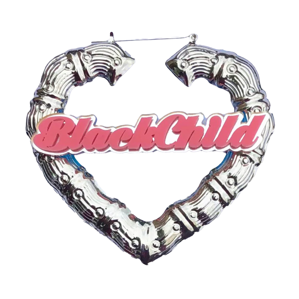 Heart Shaped "BlackChild" Bamboo Hoops - Image 3
